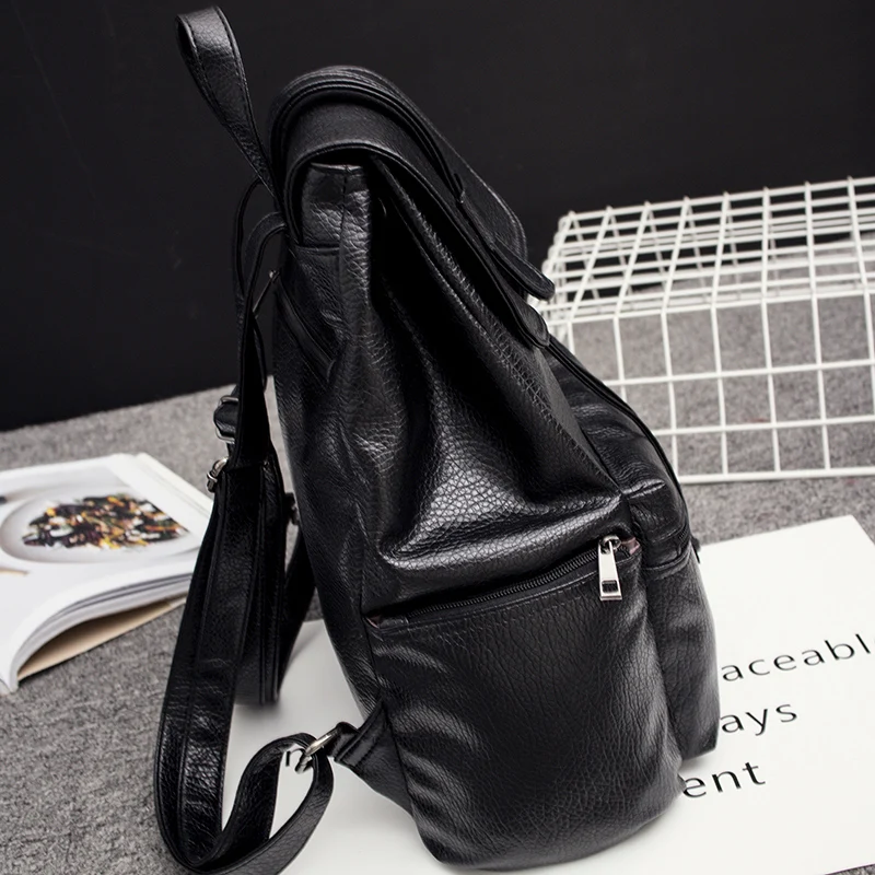 SUNI рюкзак из натуральной кожи большой емкости черная кожаная сумка на плечо