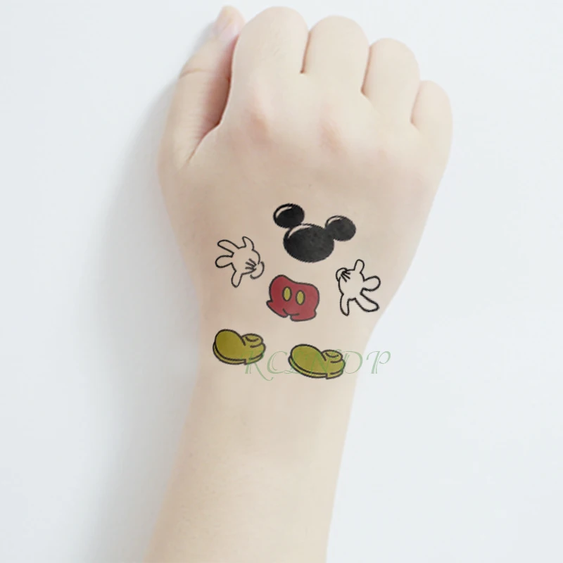 Водонепроницаемая Временная тату-наклейка цветная Милая мышь четыре пальца тату