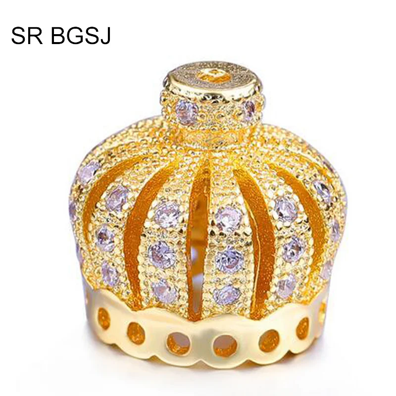 Free Shipping 6Pcs Jewelry Findings Micro Inlay Crown Tassel Accessories Cap Zircon Pendant beads Connectors|Ювелирная фурнитура и