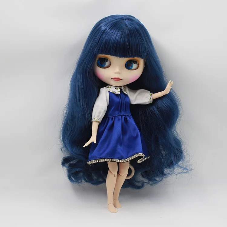 Нео-кукла совместными тела темно-синие длинные прическа с челкой 1/6 bjd куклы diy лица байт куклы для продажи