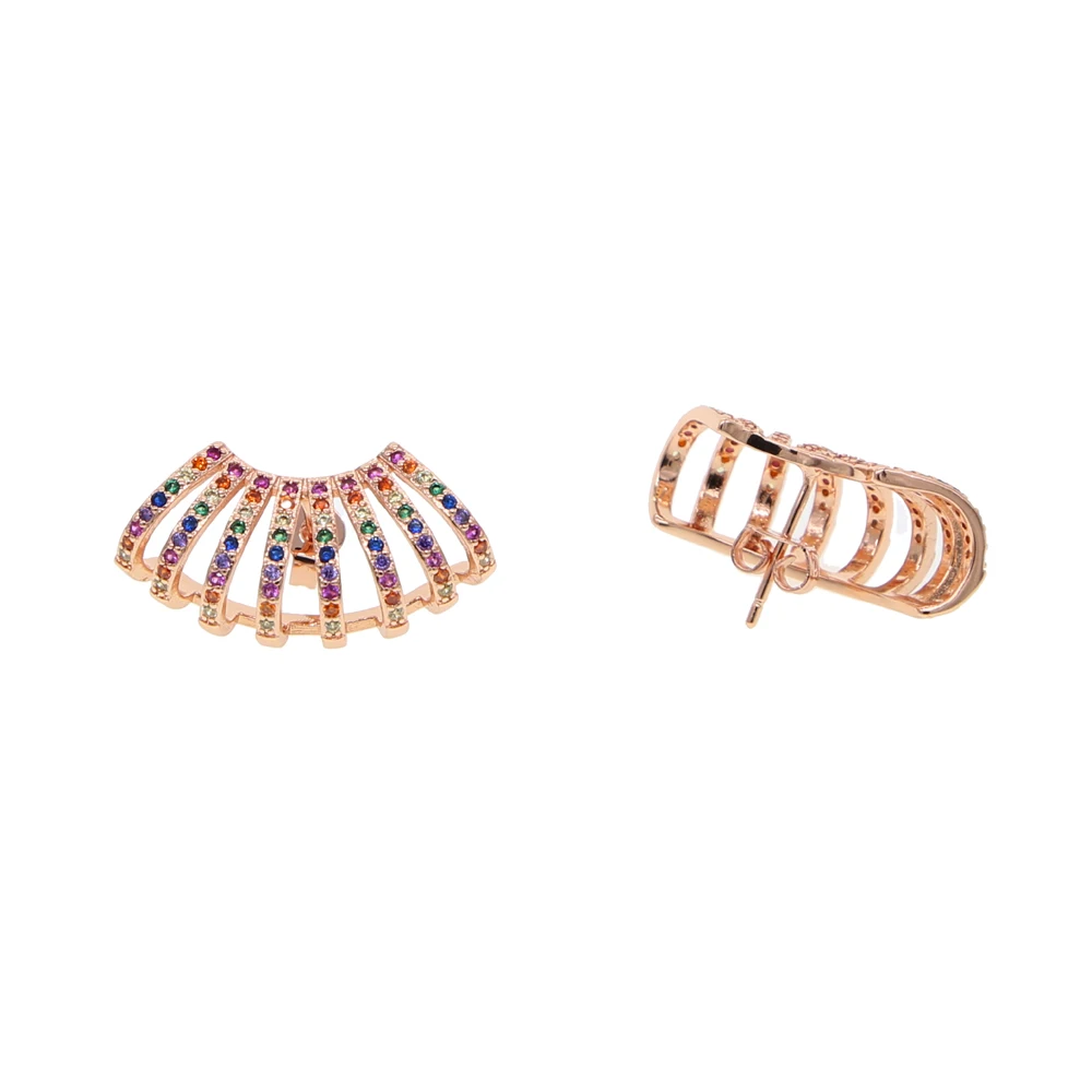 Красочные cz модные серьги для женщин подарок вокруг уха гвоздики Радуга камень