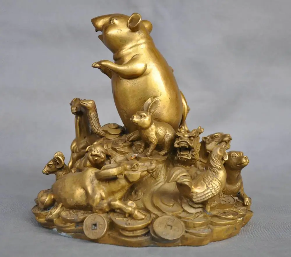 7 &quotКитай 12 зодиака животное крыса Дракон Бык Тигр Монета денежный юанбао