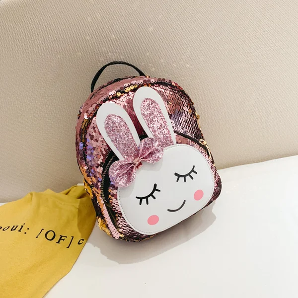 Pink Новые лазерные школьные сумки, рюкзак с блестками для девочек, милый детский рюкзак с кроликом, голографическая Детская сумка, mochila escolar - Цвет: Pink