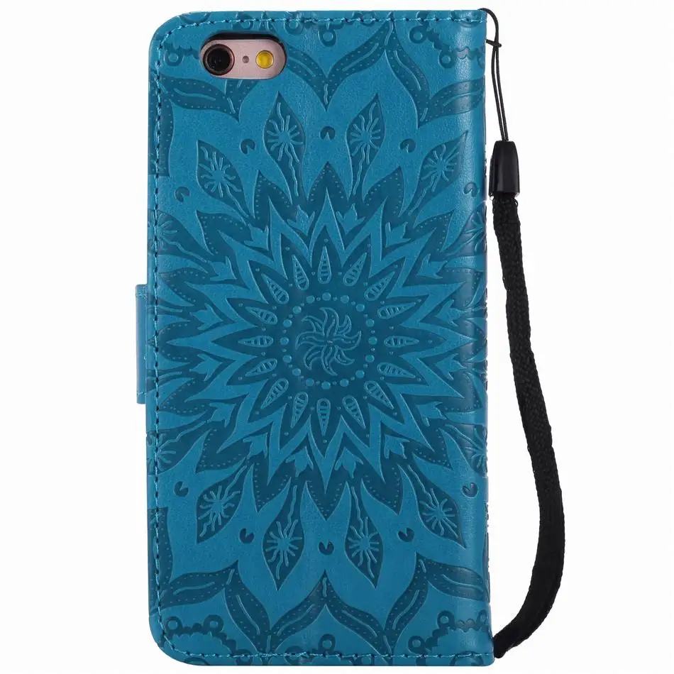 Кожаные чехлы-книжки с цветами для iPhone X, XR, XS, 11 Pro Max, 8, 7 Plus, 5S, 6 S, Touch 5, 6, однотонная цветная крышка, мандала, сумка для телефона DP23Z