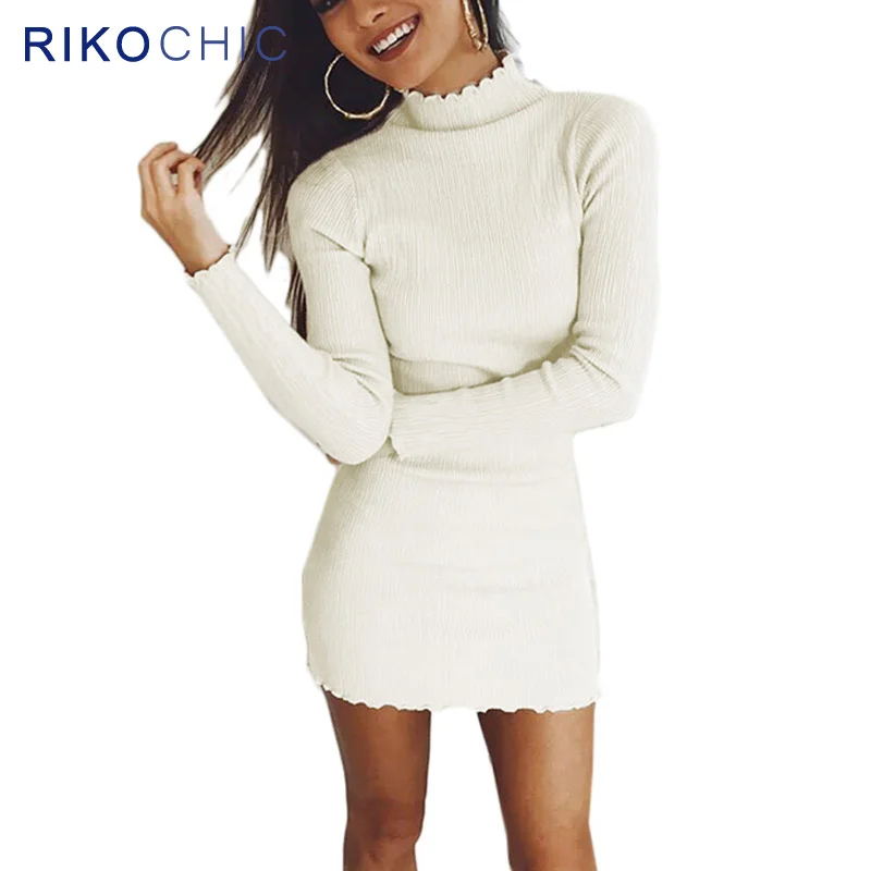 Rikochic 2018 Весна Для женщин свитер с высоким воротом платье пикантные Тонкий Bodycon