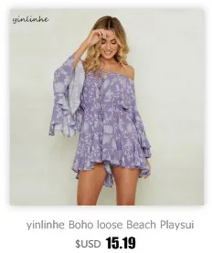 Yinlinhe Boho пляжный комбинезон, Летний комбинезон для женщин, короткий комбинезон в белый горошек, женский комбинезон с оборками и бантом, сексуальный шифоновый комбинезон 777