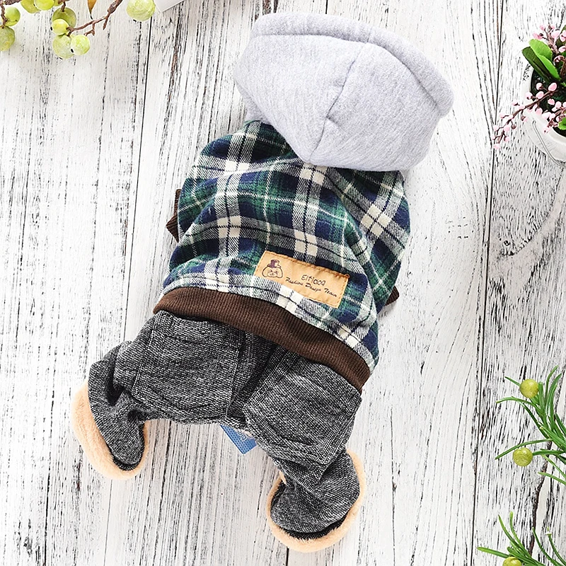 Пальто для маленьких собак куртка одежда костюм в клетку теплый мягкий хлопковый