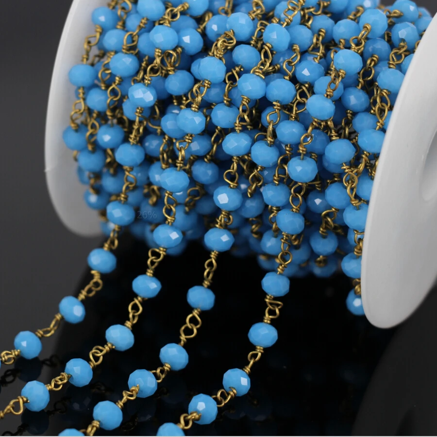 5 метров покрытые родием обернутые в проволоку бусы цепочки для четки голубых