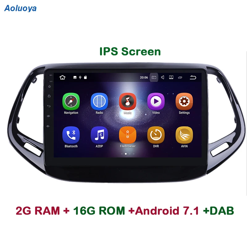 Aoluoya IPS 2 Гб RAM четырехъядерный Android 7 1 автомобильное радио GPS навигация для JEEP Compass