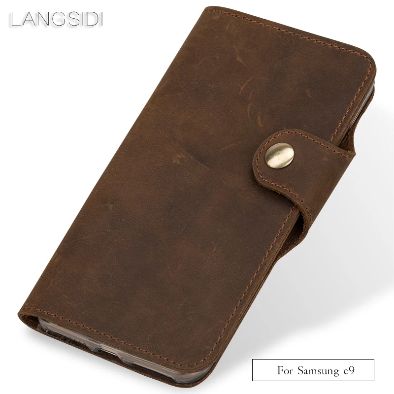 

JUNDONG брендовый чехол для телефона кожаный Ретро флип-чехол для телефона Samsung Galaxy c9 чехол для сотового телефона ручной работы на заказ