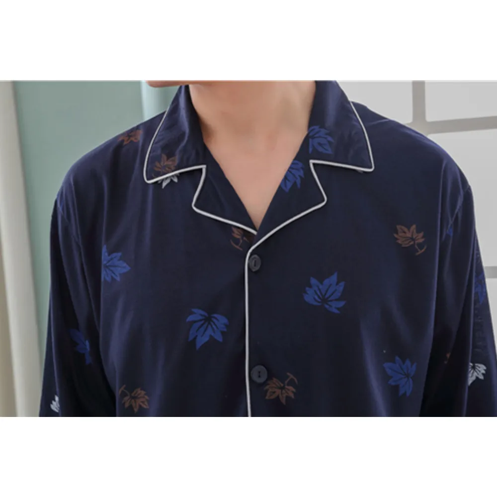 Осенняя мужская пижама с длинным рукавом клетчатый кардиган повседневная одежда