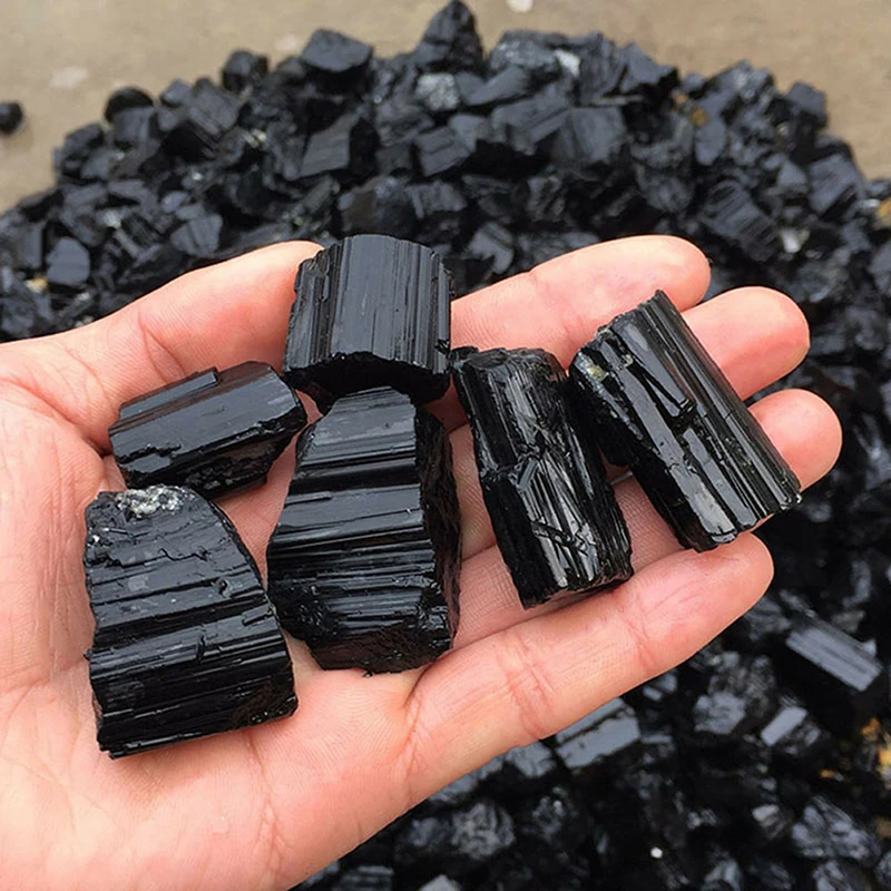 100 г/пакет натуральный черный турмалиновый кристалл необработанный камень