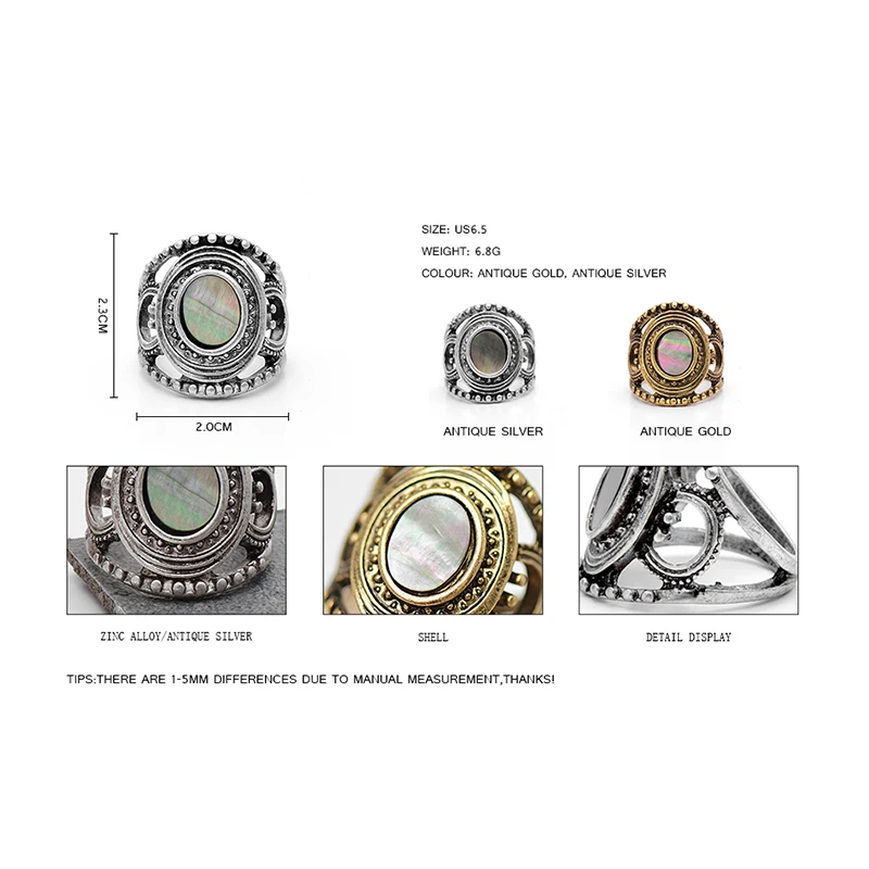 Wild & Free Ретро широкое кольцо ювелирные изделия с натуральная раковина тибетский