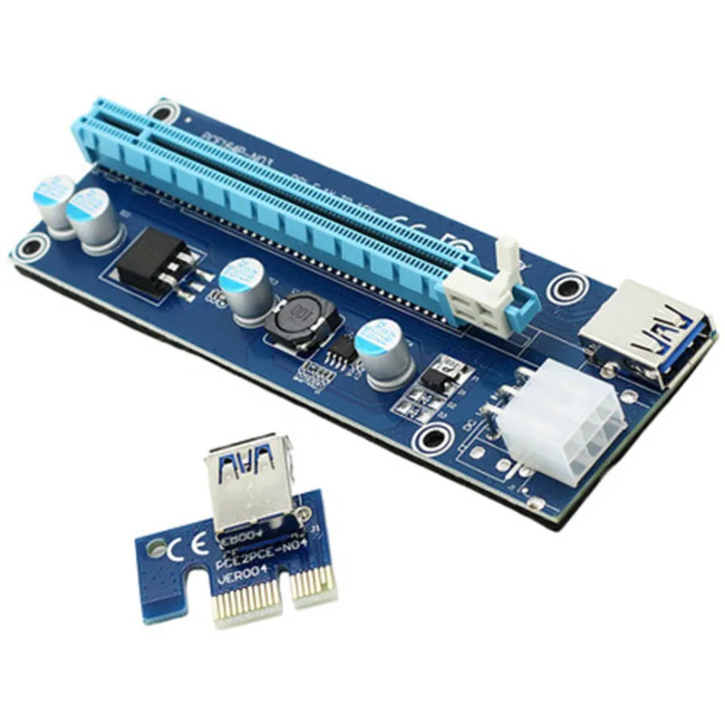 10 шт./лот PCIe 1x до 16x PCI Express Райзер карта USB 3.0 e Удлинительный адаптер с кабелем
