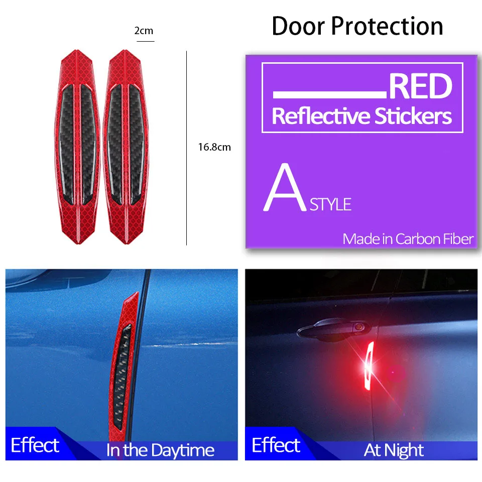 Door Red Black Колеса автомобиля брови двери боковая Светоотражающая Защитная Наклейка для Subaru Impreza XV hyundai Solaris tucson I30 creta Kia Rio 3 Ceed - Название цвета: Door Red Black