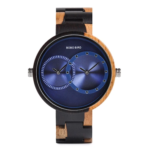 W-R10-3 Мужские наручные часы марки Relogio Masculino от BOBO BIRD, кварцевые наручные часы со вторым часовым поясом в деревянном корпусе, женские и мужские подарочные дизайнерские наручные часы в деревянной коробочке, W-R10 - Цвет: W-R10-3