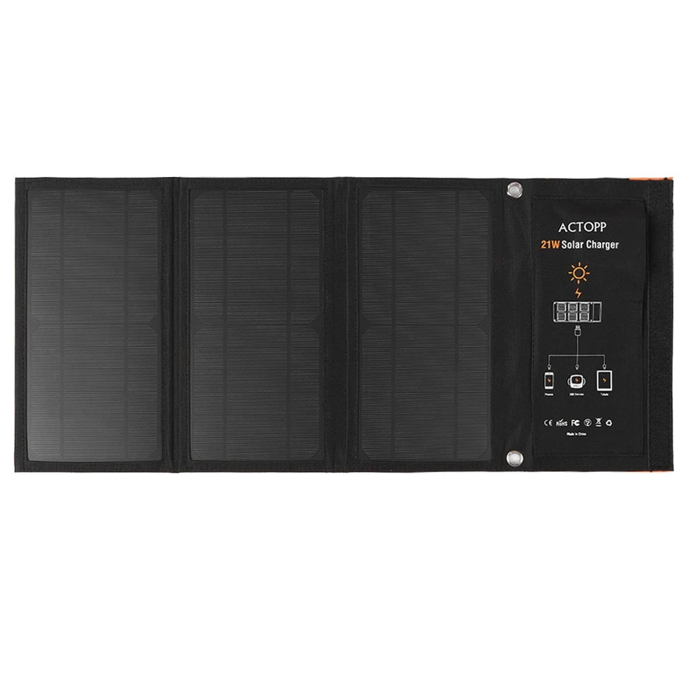 

21W Foldable Sun Power Charger Waterproof Sun Power Panel Charge Dual USB Ports for Outdoor Cell Phone Tablet PC Bank Power