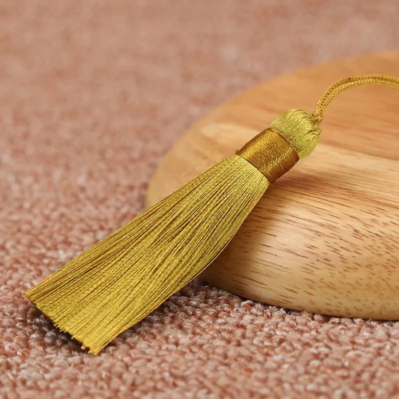 Earth Yellow 10 шт. кисточки кулон аксессуары для DIY серьги ювелирных изделий 8 см шелковые Сатиновые кисточки ручной работы фурнитура поставщик - Цвет: Earth Yellow