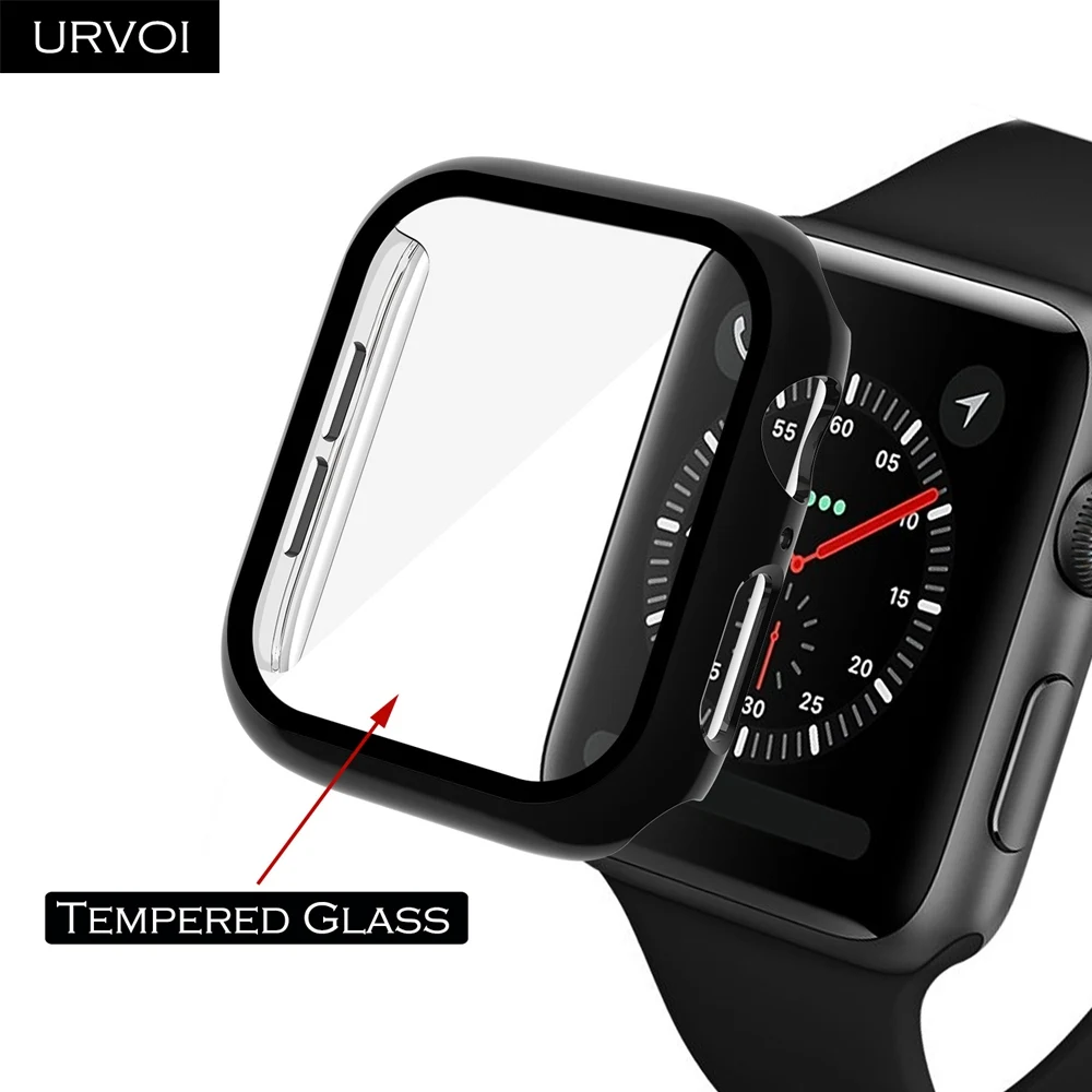 URVOI полный Чехол для Apple Watch series 5 4 3 2 пластиковый бампер жесткая рамка крышка с