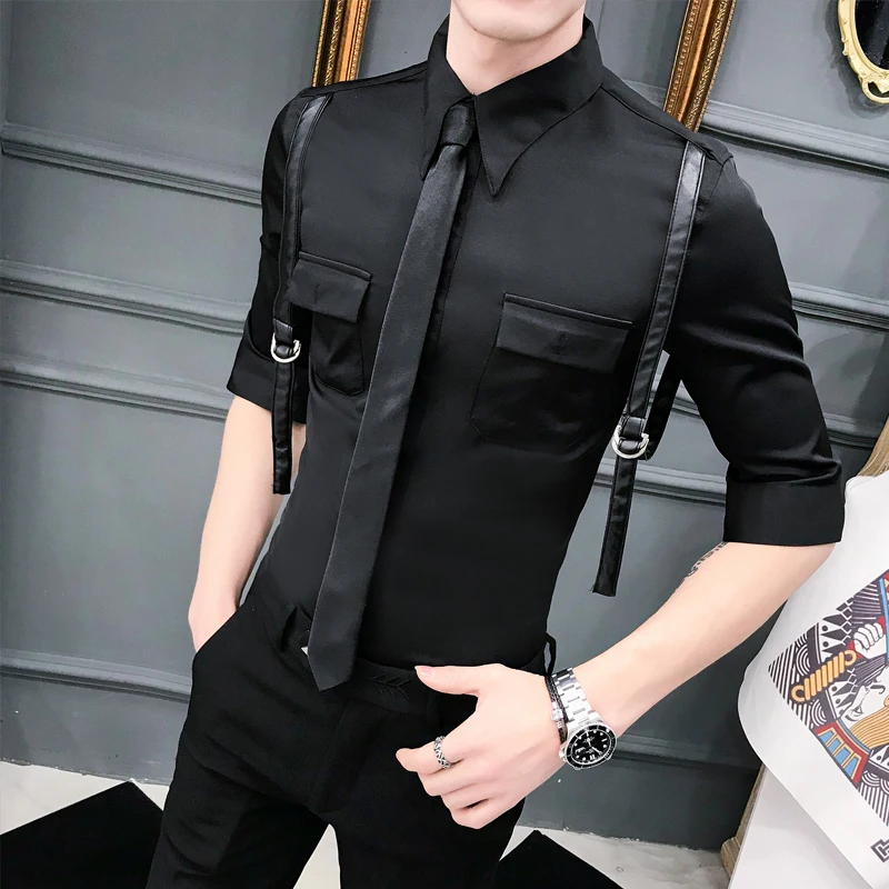 Мужская рубашка высокого качества Весна Лето 2019 мужские рубашки с передним