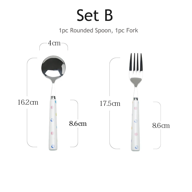 Столовые приборы из нержавеющей стали с керамической ручкой яркие ложки вилки