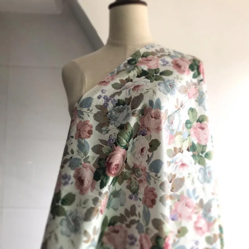 100% хлопок саржевая ткань пасторальный розовый синий rosae цветочные DIY для детей