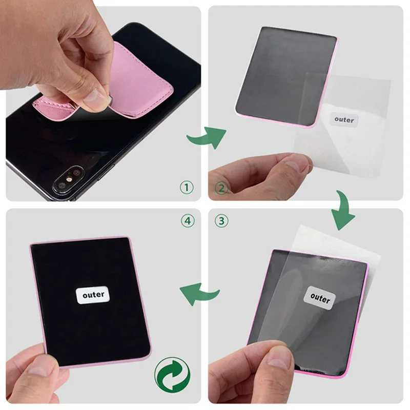 Luxury Bling Sequins Leather Card Holder Sticker With Ring Buckle For Universal Mobile Phone