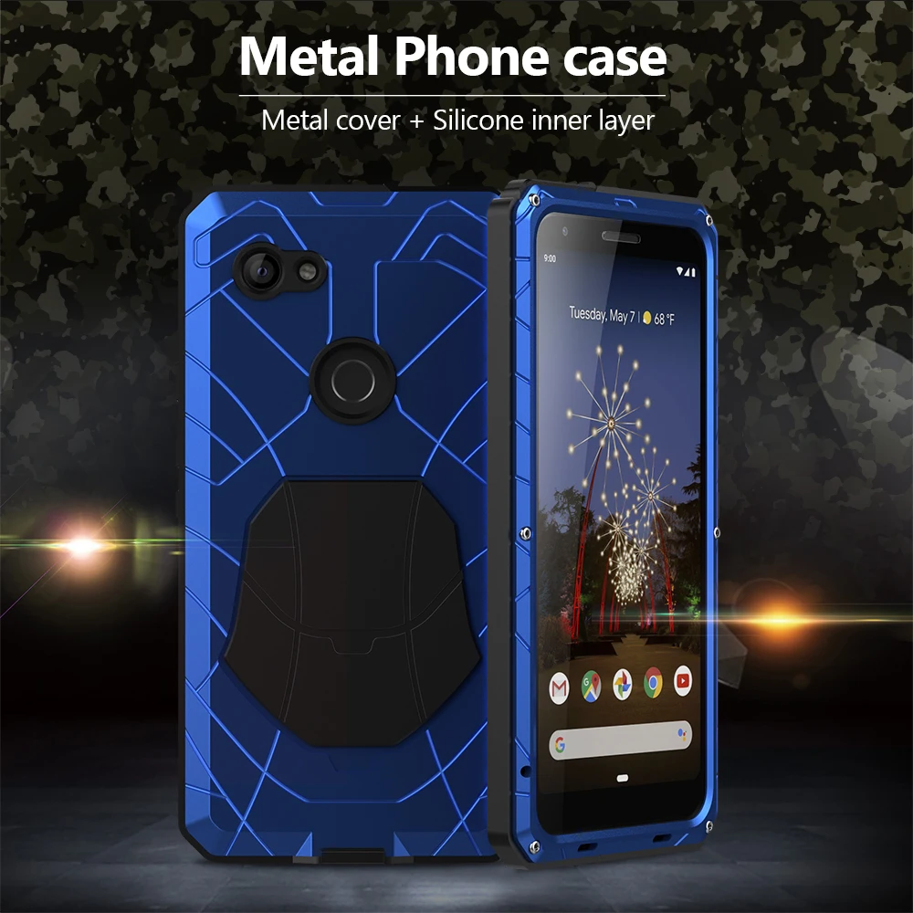 Чехол для Google Pixel 3A Алюминиевый металлический стеклянный протектор экрана