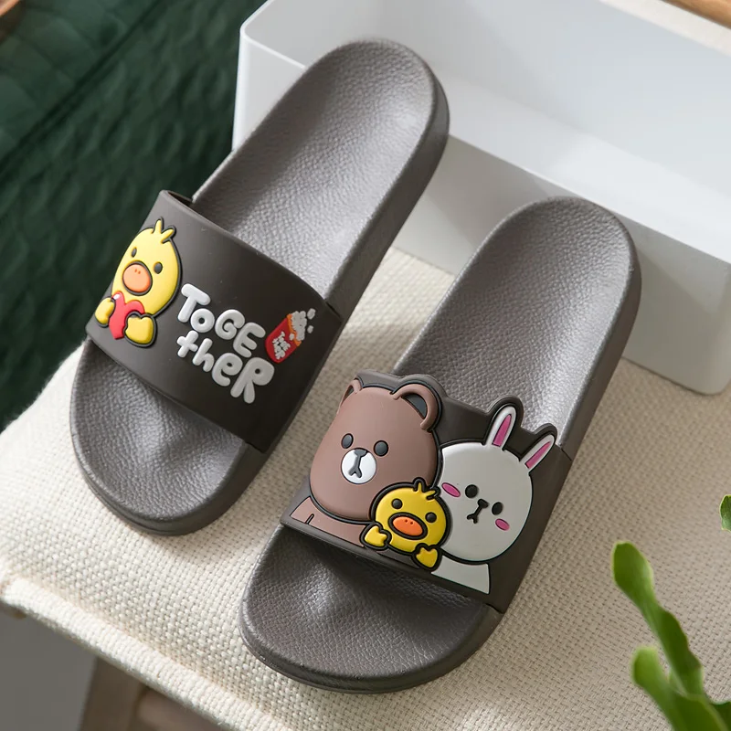 Dropshipping Cartoon Bear Chick Rabbit Slippers Women Slide Sandals Beach Flat Slides Summer Shoes Ladies Flip Flops | Обувь