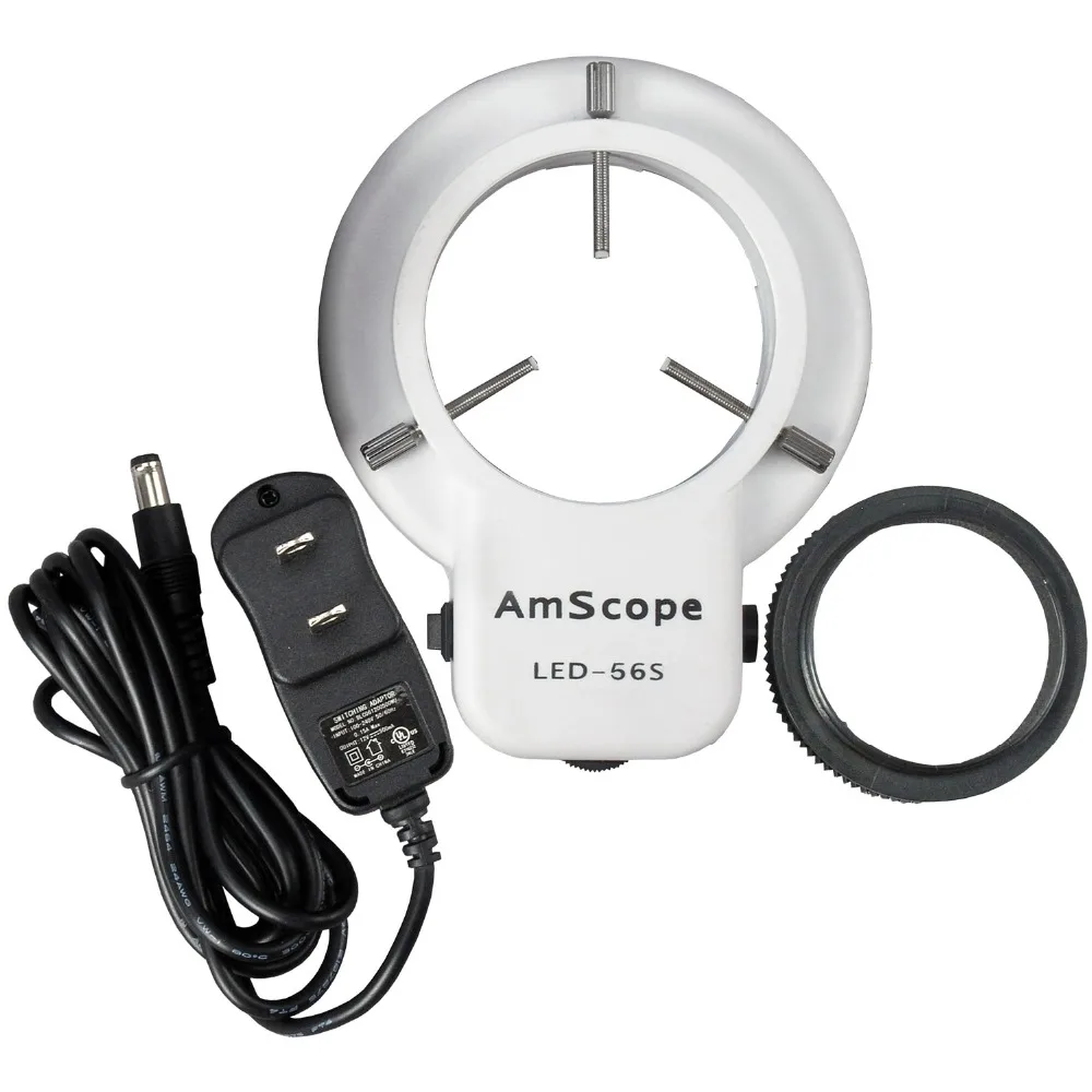 Светодиодный кольцевой светильник для микроскопа с диммером AmScope 56|Детали и