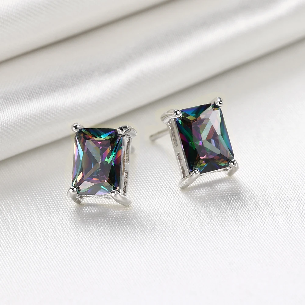 square oorknopjes boucle d'oreille women for cubic zirconia stone multi colors silver color i love you Dahu Rico studs earrings |