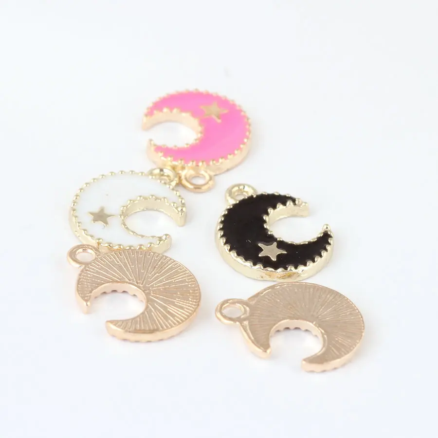 10pcs 12*16MM Diy gold alloy metal enamel moon star charms handmade fashion earring making bracelet pendant jewelry accessories | Украшения