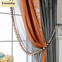 custom made curtain and tulles with beads blackout curtain for bedroom living room tende camera da letto solid colors cortinas