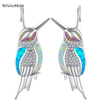 rolilason trendy hot sell whitebluered fire opal silver drop earrings fashion opal jewelry oe636 for women