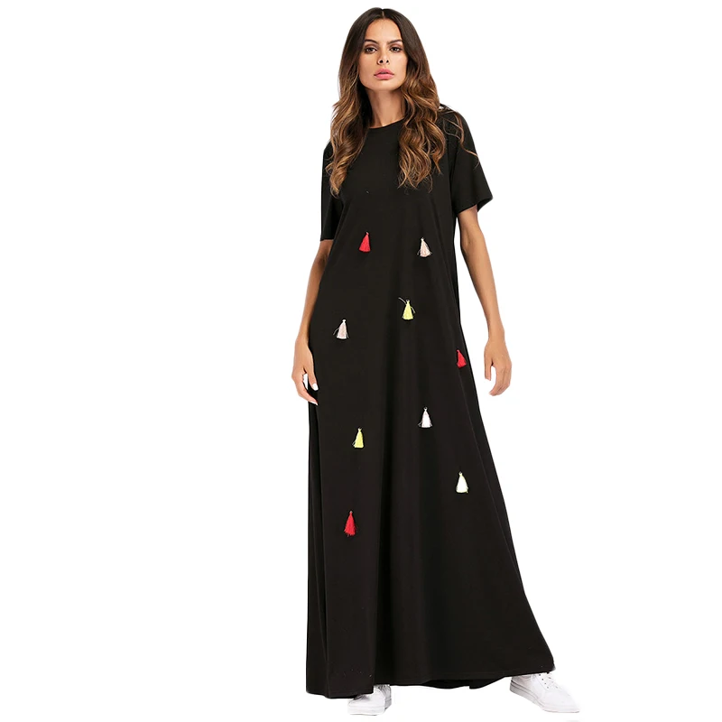 Летнее платье с кисточками для женщин короткий рукав повседневное Vestidos De