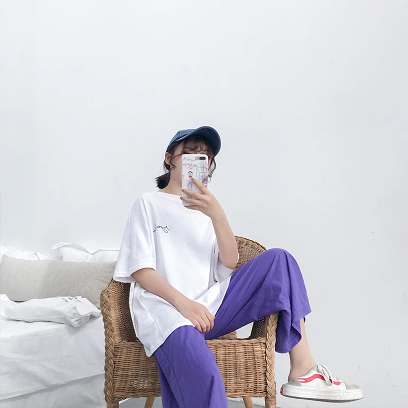 Женская футболка boyfriend белая оверсайз с коротким рукавом и круглой шеей | одежда