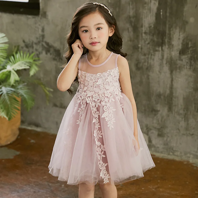 Girls Dress Mesh Sleeveless Children Wedding Birthday Party Dresses Kids Evening Ball Gowns Formal Clothes for DQ932 | Детская одежда и
