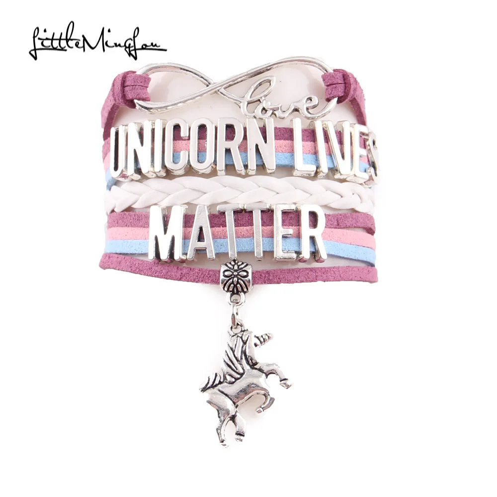 Маленькая MingLou Бесконечная любовь Единорог жизни материя браслет подвеска в виде