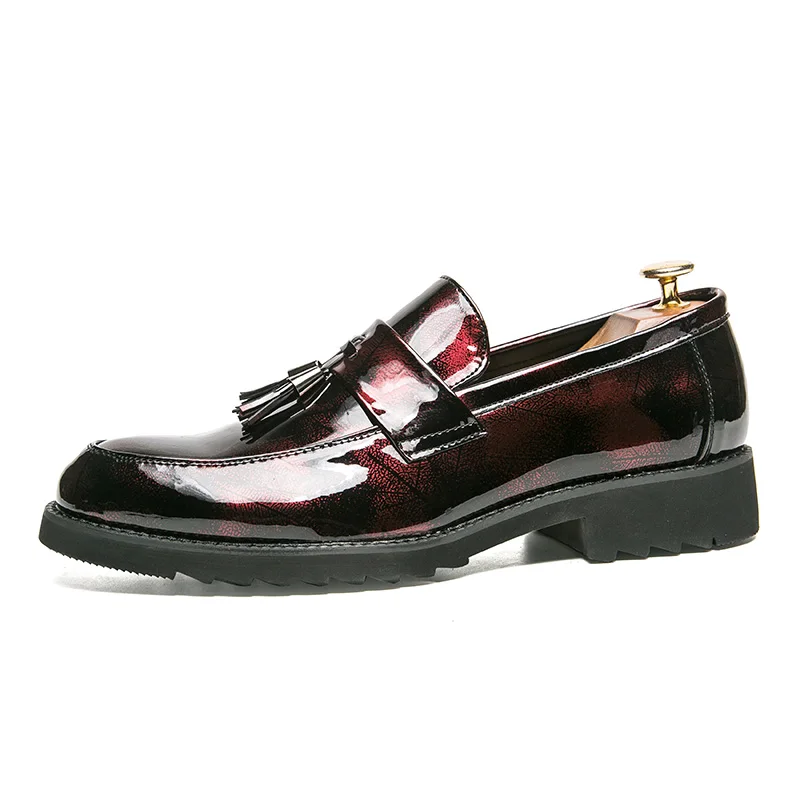 Fotwear Men's Slip-on construction loafers casual shoes leather upper with tassel detail Slim Round toe Cushioned insole | Обувь