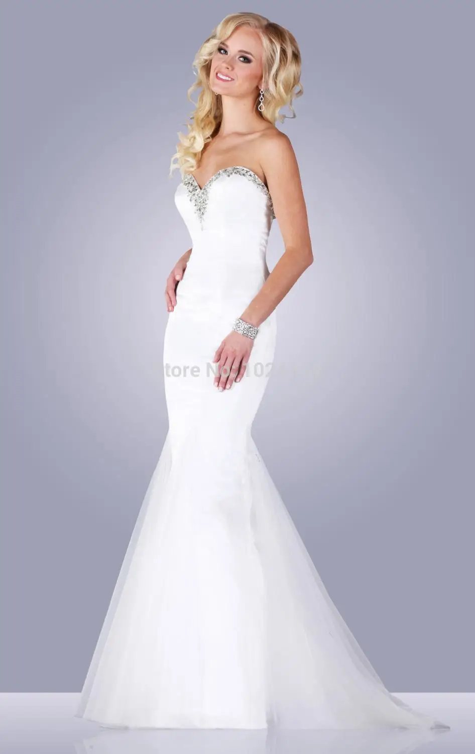 Tea Length Wedding Dresses Mermaid Floor-Length None Crystal Sweetheart Off The Shoulder Sleeveless Natural Zipper Built-In Bra |
