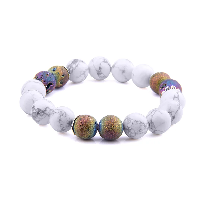 10mm White Pine Tiger Eye Bracelets For Women Men Nature Agates Spotted stone Beads Bracelet Friendship Silver Charm | Украшения и