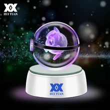 Хуэй юань 3D Хрустальный шар Светодиодная лампа для Покемон серии Пикачу/генгар/Jigglypuff 5 см настольное украшение свет стеклянный шар HY-668