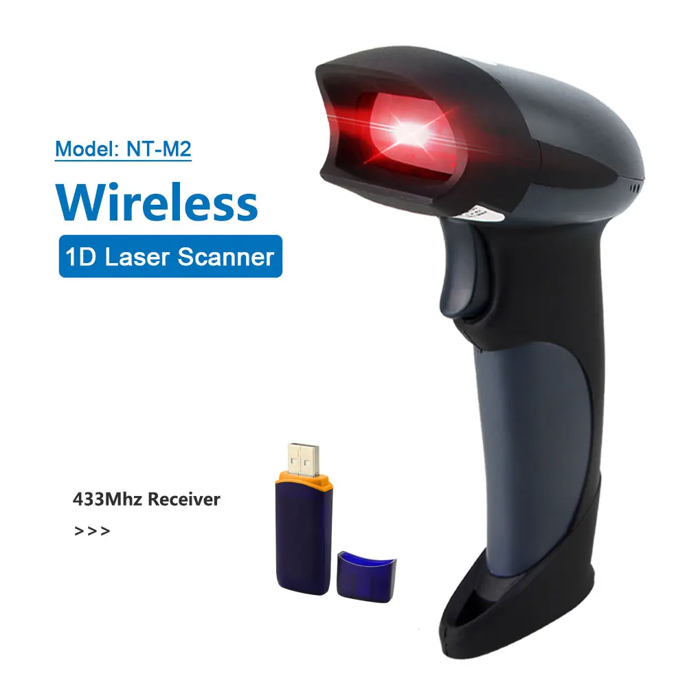 Портативный лазерный беспроводной сканер штрих-кодов NT-M2 USB 433 МГц 3000 КБ