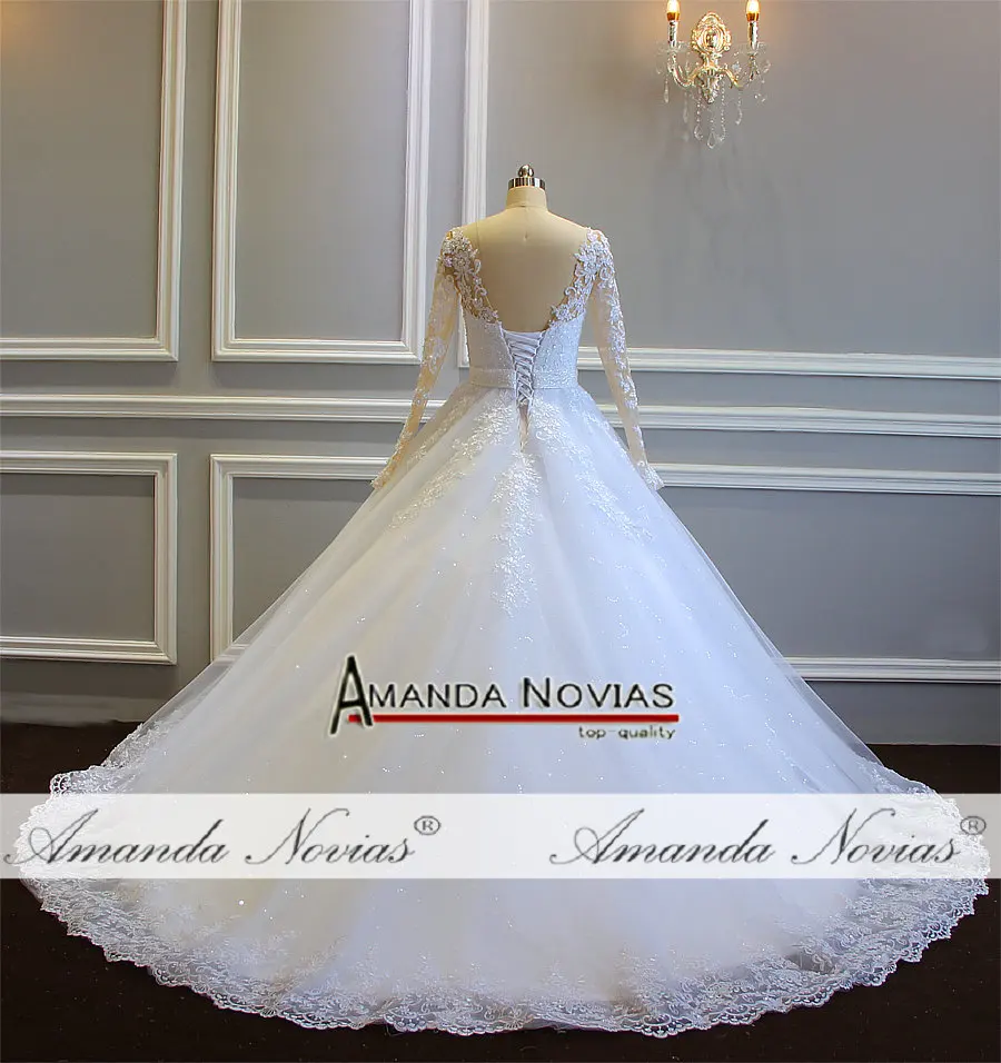 Потрясающее кружевное свадебное платье с длинными рукавами бальное vestido de noiva
