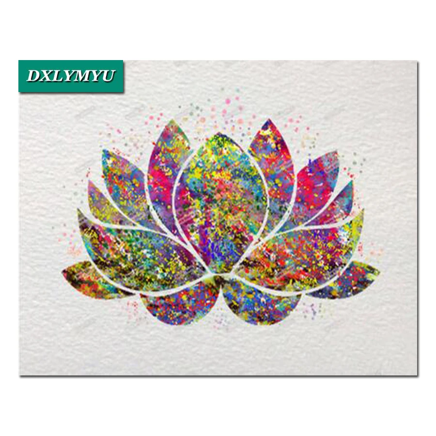 

5d diy Diamond Painting Colored lotus Rhinestone Diamond Embroidery flower Needlework Diamond Mosaic Wall Art decoration drawing
