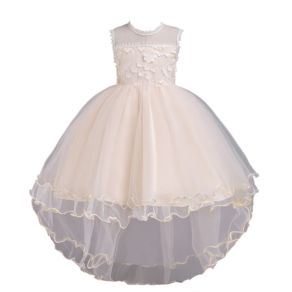 

Summer Children's Runway Dress Tail Birthday Party Gauze Princess Dress Wedding Events Kids Flower Girl Dress Children Clothing
