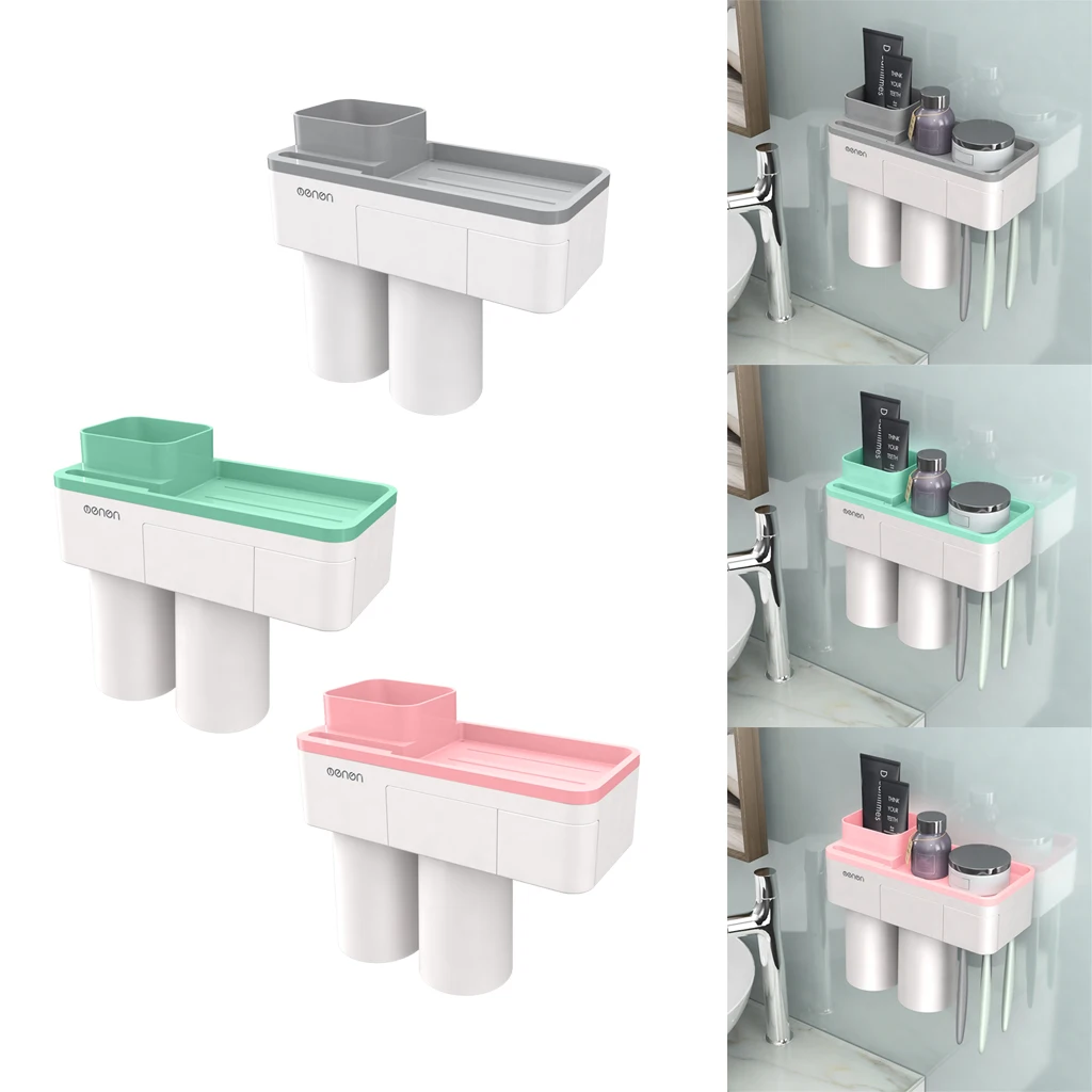 

Creative Toothbrush Holder With Magnetic Suction Tooth Cup Bathroom