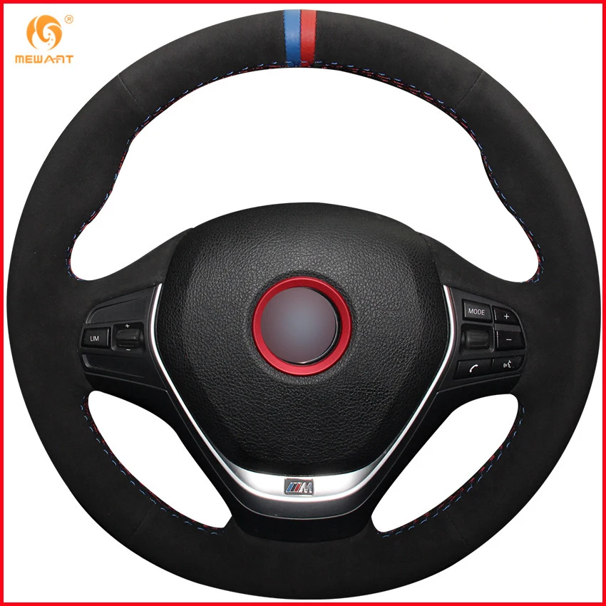Чехол на руль MEWANT черный замшевый синий красный маркер для BMW F20 2012 2018 F45 2014 F30 F31 F34