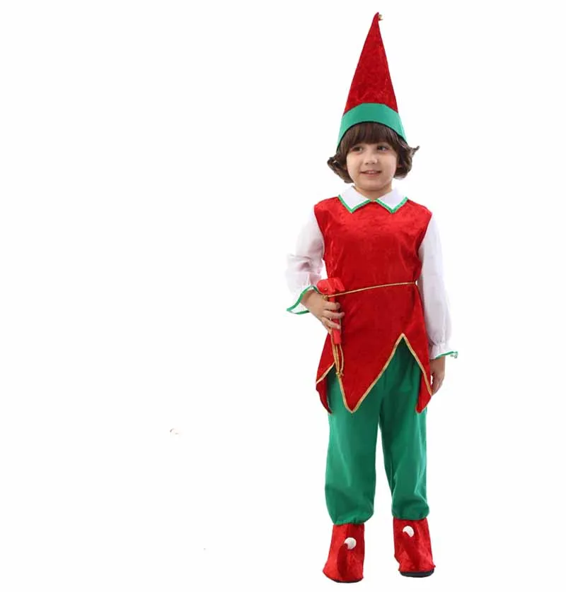 3-12Y Children`s Christmas Santas Elf Costume Boy's Toddler New Year For Boys Kids Fancy Dress | Тематическая одежда и