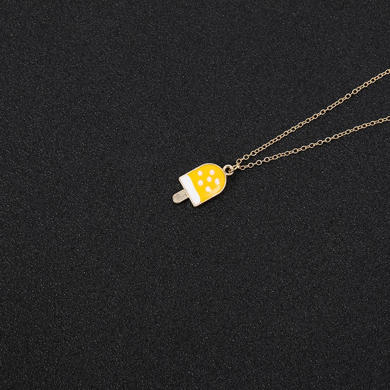 Small Cartoon Enamel Ice Cream Popsicle Necklace Colorful Rainbow Bridge Cloud Red Color Lip Chain Necklaces Women | Украшения и